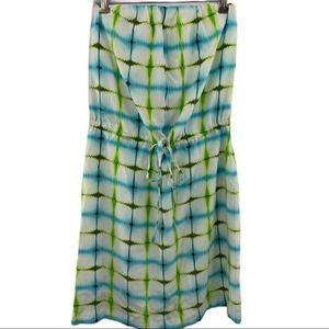Michael Stars green blue silk tie dye dress small